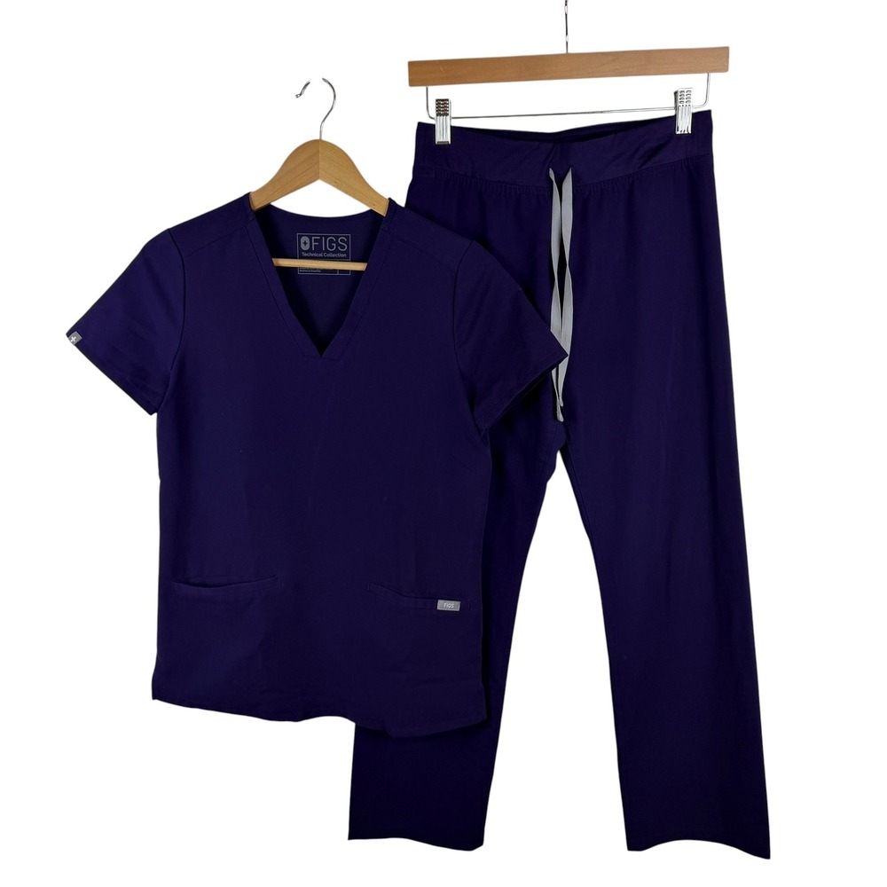 Figs Technical Scrub Set XXS Petite Purple Casma Top Livingston Pants Medical